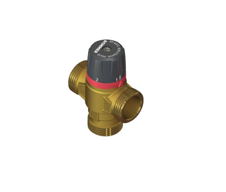 RVM-0231-254325 ROMMER Термостатический смесительный клапан для систем отопления и ГВС 1" НР 20-43°С KV 2,5 (боковое смешивание)