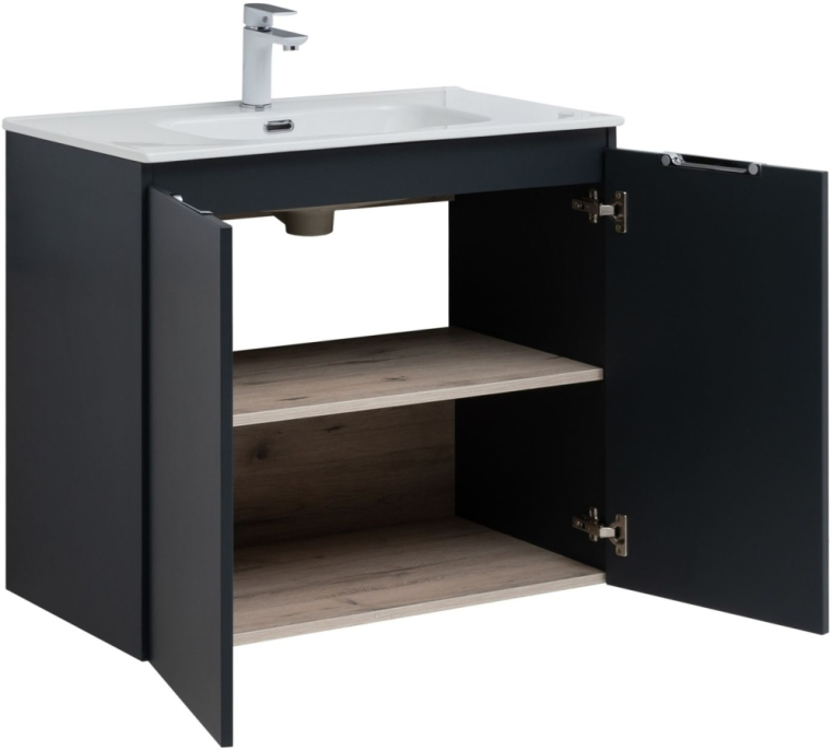 Тумба под раковину Aquanet Алвита New 80 2 дверцы, антрацит 00277527
