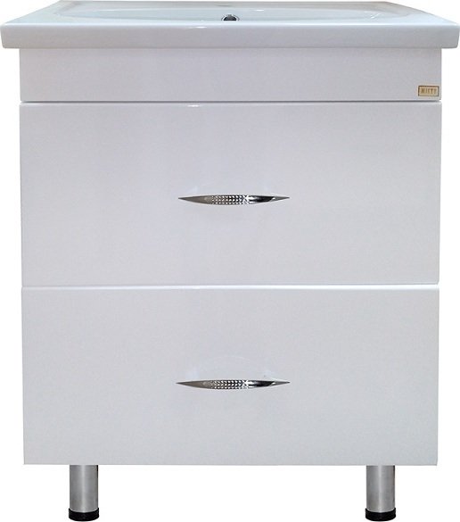Тумба под раковину напольная с 2 ящиками Misty Калипсо 70 Э-Кап01070-012Я белая