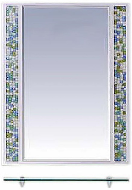 Зеркало с полкой Misty Жемчужина П-Жем03060-328 бело-голубая мозаика