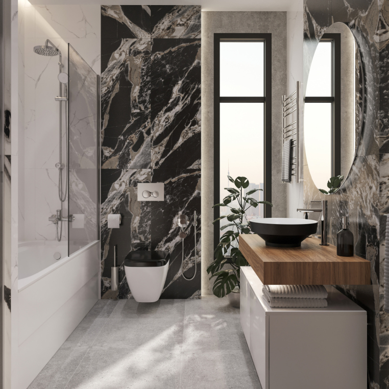 Мебель для ванной Stworki Ольборг 100 столешница дуб французский, без отверстий, 2 тумбы 50, с раковиной Vitra Water jewels