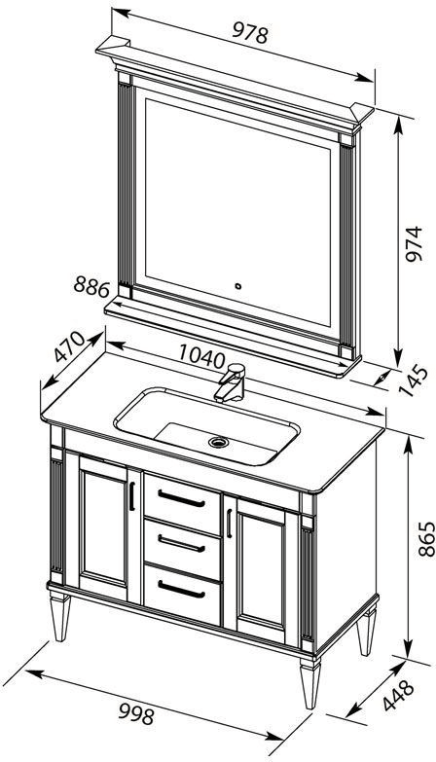 Комплект мебели для ванной Aquanet Селена 105 белый/серебро (3 ящика, 2 дверцы) 00233129