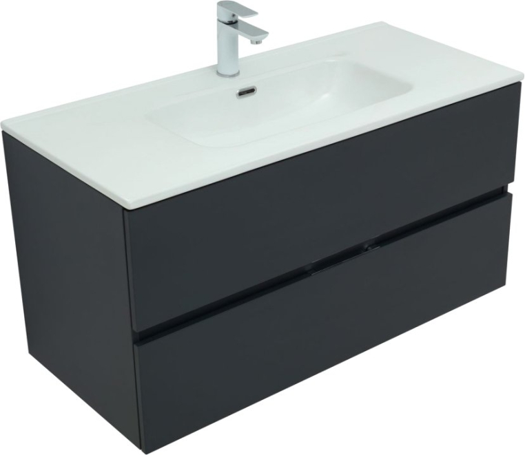 Тумба с раковиной Aquanet Алвита new 100 подвесная, антрацит, с ящиками (00277519+812-100)