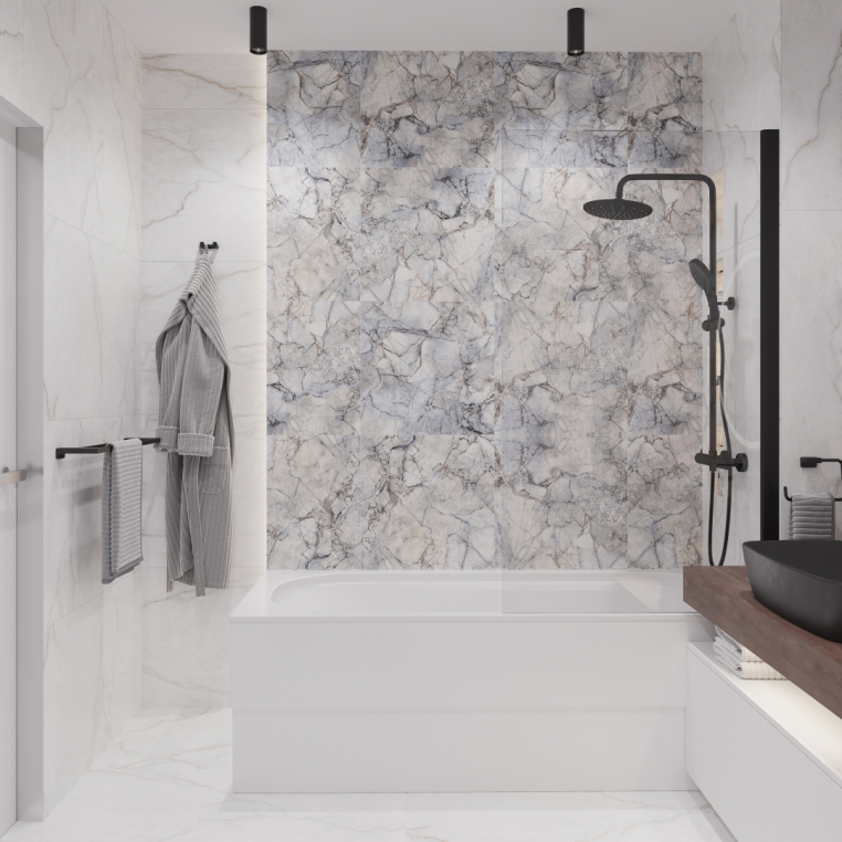 Мебель для ванной Stworki Ольборг 120 столешница дуб карпентер, без отверстий, 2 тумбы 60, с раковиной Vitra Shift черной