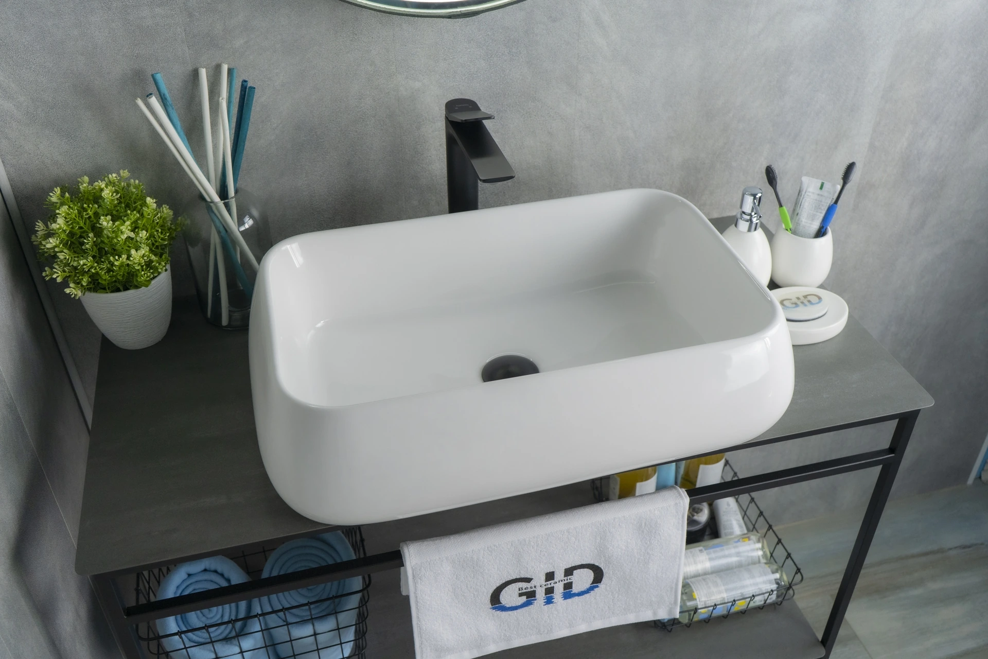 Раковина Gid N9239 51134 накладная белая 60x40x15