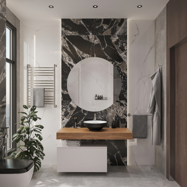 Мебель для ванной Stworki Ольборг 120 столешница дуб французский, без отверстий, c тумбой 80, с раковиной Vitra Water jewels