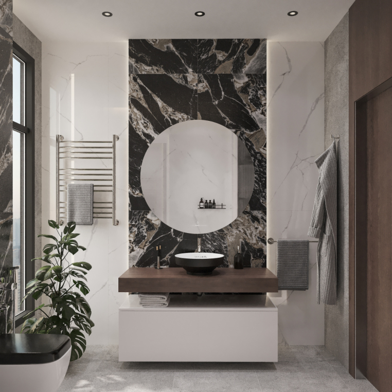 Мебель для ванной Stworki Ольборг 120 столешница дуб карпентер, без отверстий, 2 тумбы 60, с раковиной Vitra Water jewels