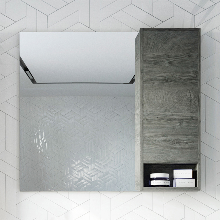 Мебель для ванной Stworki Карлстад 90 дуб рошелье, монте тиберио, с отверстием для смесителя в столешнице