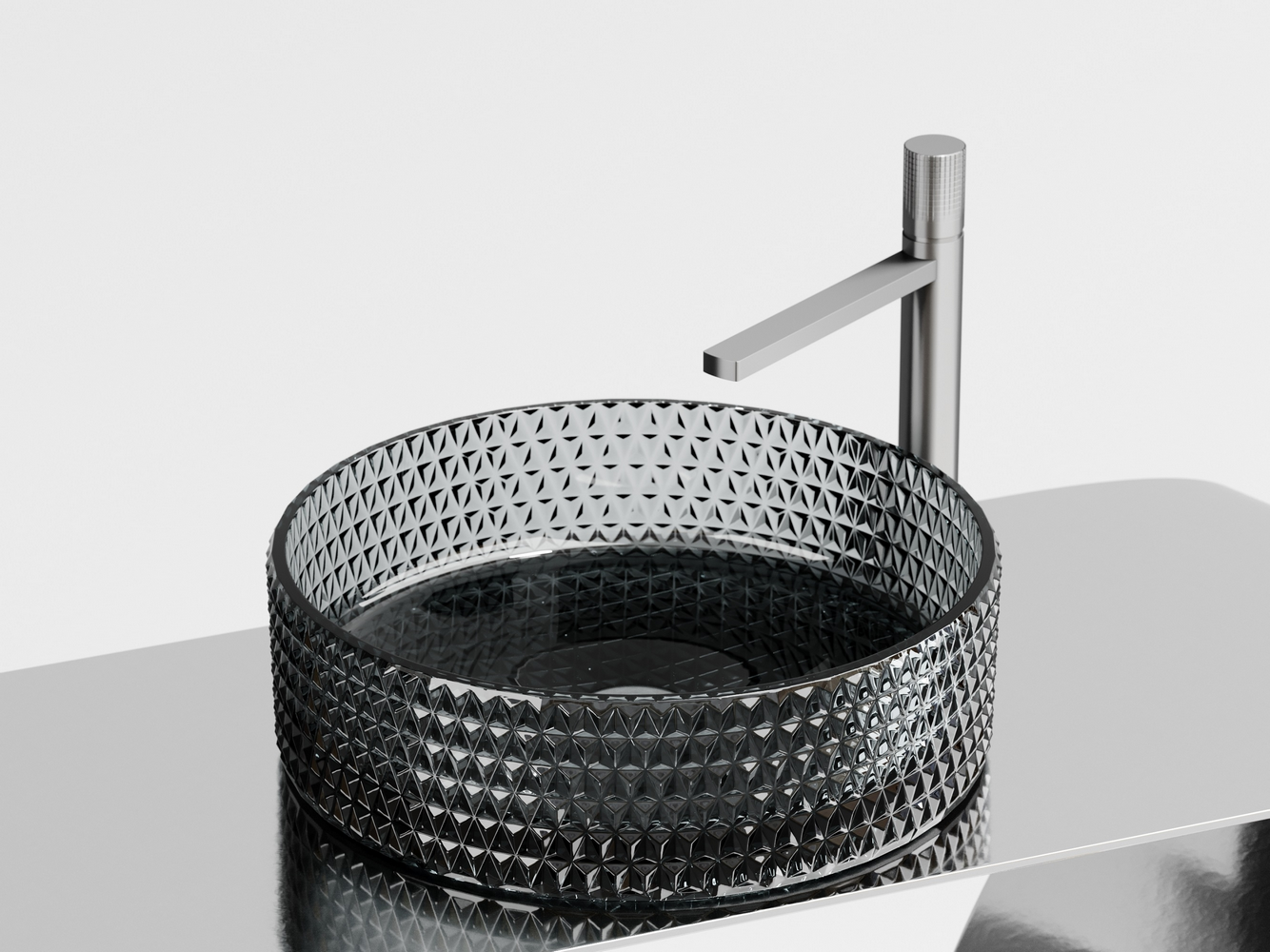 Умывальник чаша накладная круглая (цвет черный) Cristal 360x360x112мм