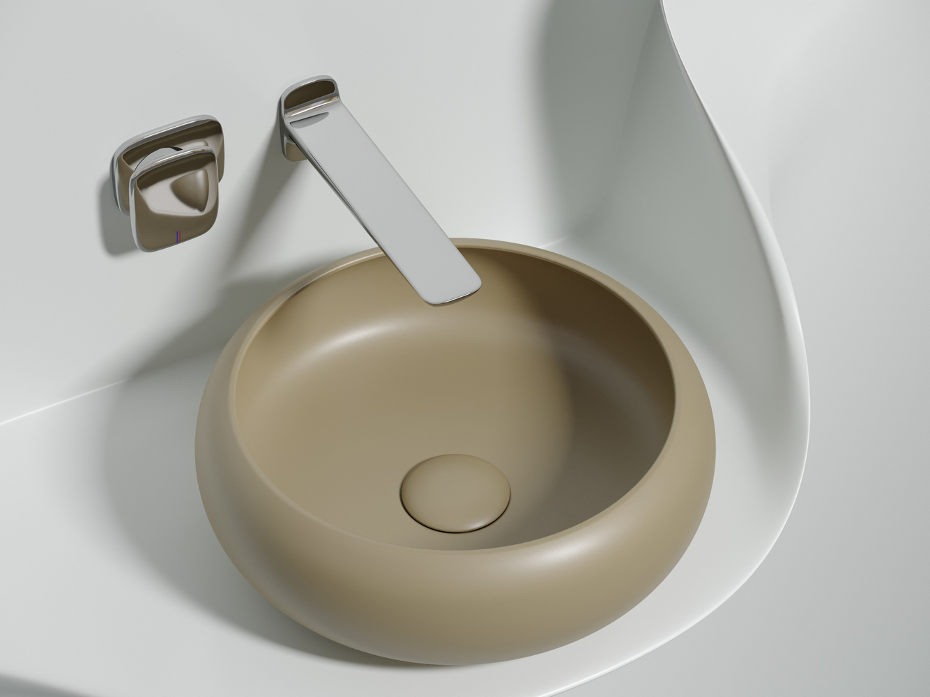 Умывальник чаша накладная круглая (цвет Капучино Матовый) Element 360x360x120мм