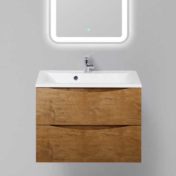 Тумба с раковиной BelBagno Marino 75 rovere nature (MARINO-750-2C-SO-RN-P+BB750/450-LV-MR-PR)