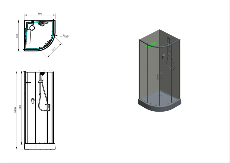 Душевая кабина Aquanet Passion EVO R Black 80x80 00281984