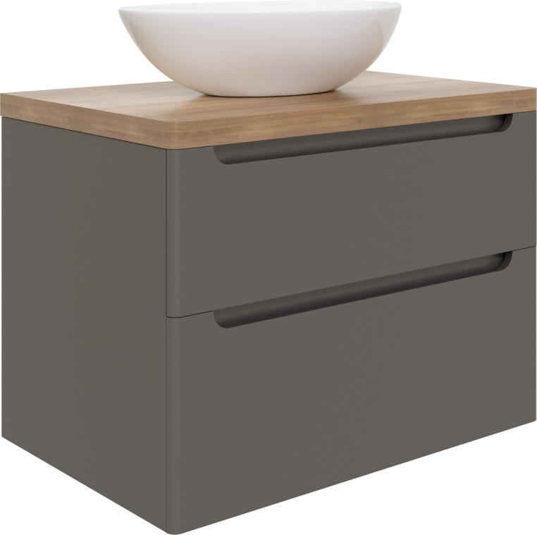 Мебель для ванной Stworki Берген 80 серая со светлой столешницей, раковина Moduo 55 Leaf
