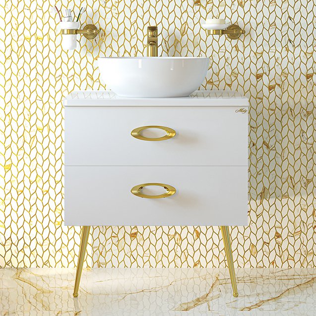 Тумба с раковиной Misty Маргарет 60 (П-Марг01060-01Пр2Я+ART40SLWB01S+5223000)