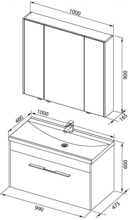Мебель для ванной Aquanet Августа 100 белый (раковина Нота NEW) 00225238