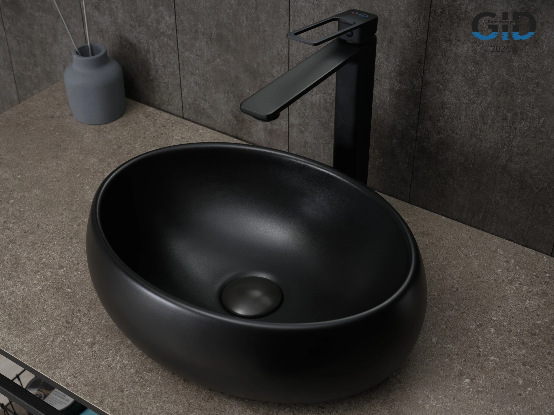 Раковина Gid Bm9030ds 53384 накладная черная матовая 40x30x13.5