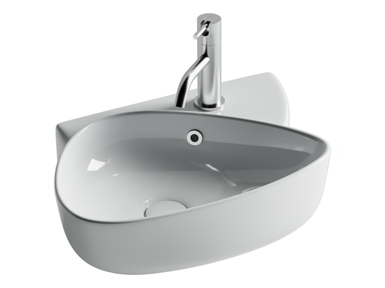 Раковина подвесная с отверстием под смеситель, с системой слива- перелива, 495x350x155, цвет белый