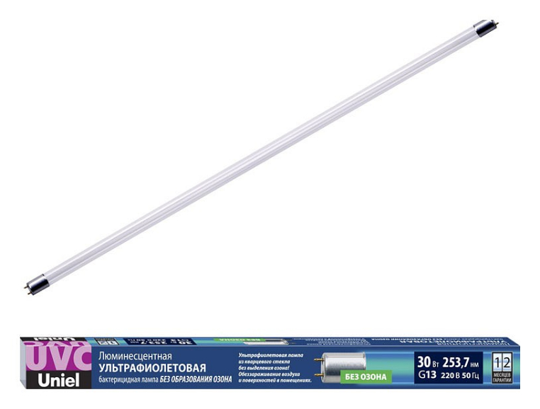 Лампа бактерицидная Uniel G13 30Вт K EFL-T8-30/UVCB/G13/CL