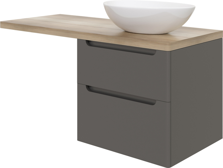 Мебель для ванной Stworki Берген 60 серая со светлой столешницей 122, раковина Moduo 55 Leaf, L