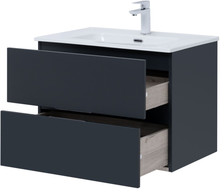 Тумба под раковину Aquanet Алвита New 70 2 ящика, антрацит 00303908