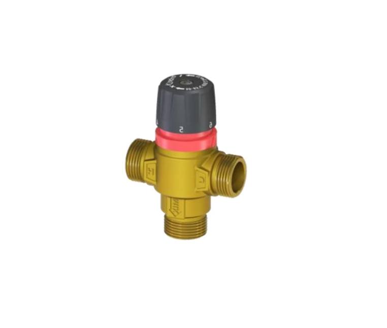 Термостатический смесительный клапан Rommer RVM-1121-186520 для систем отопления и ГВС 3/4" НР 30-65°С KV 1,8 (центральное смешивание)