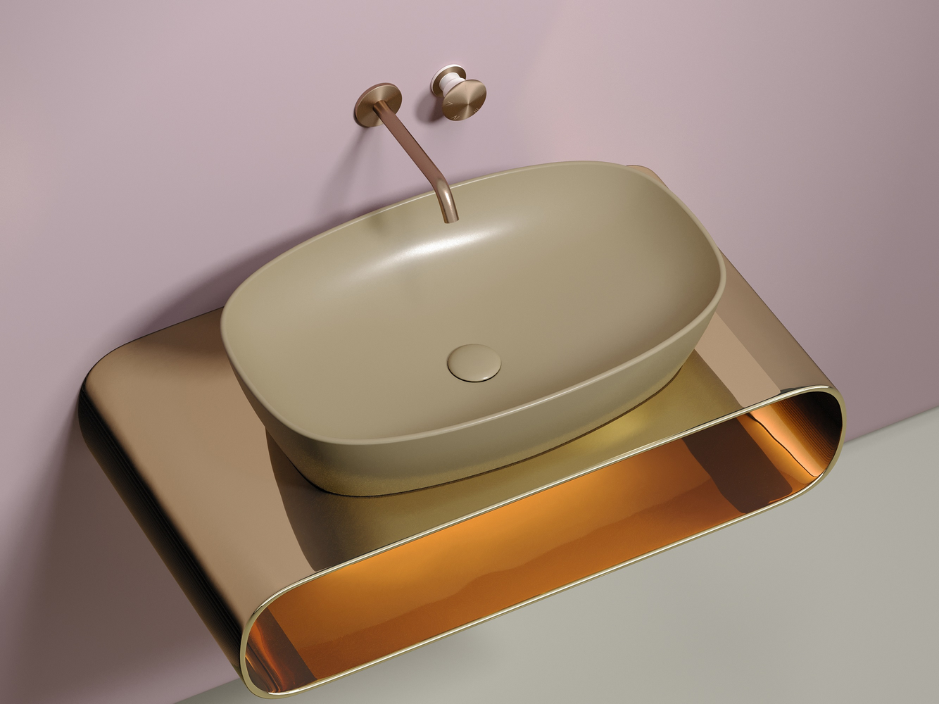 Умывальник чаша накладная овальная (цвет Капучино Матовый) Element 600x380x138мм