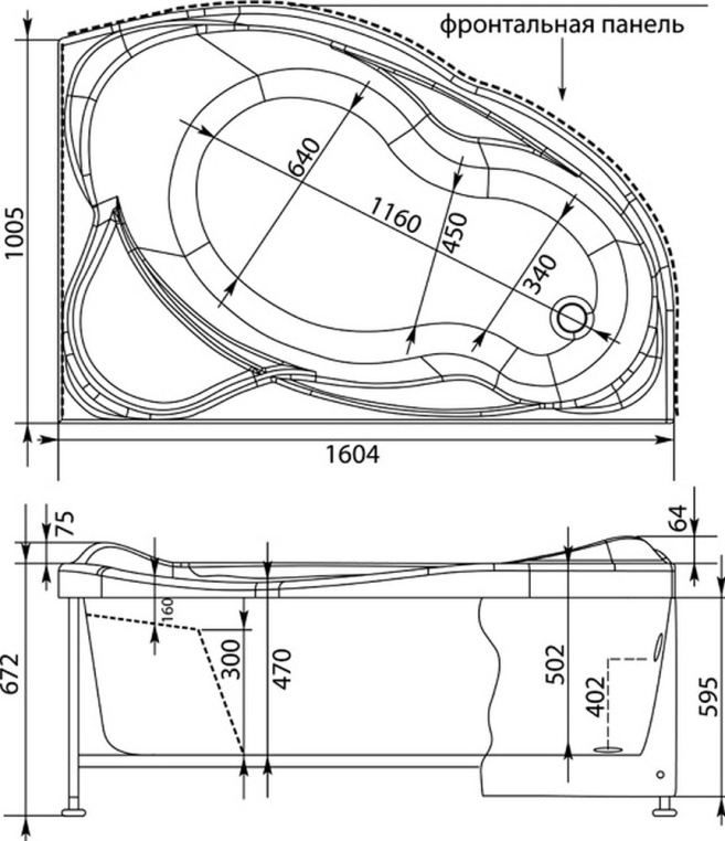 Акриловая ванна Aquanet Jamaica 160x100 R с каркасом 00205503