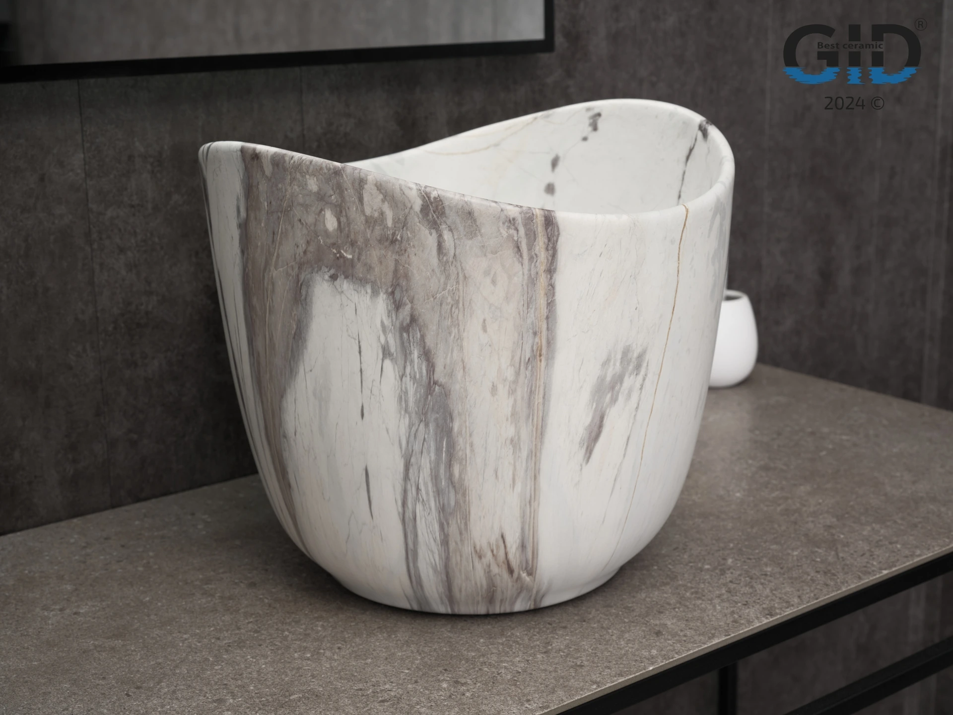 Раковина Gid Mnc9303 54479 накладная под камень матовая 36x36x32