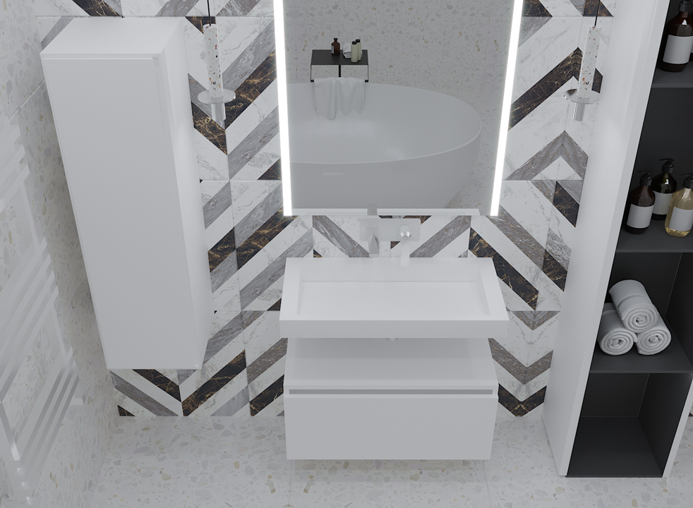 Ящик под столешницу 100см WHITE глянец VALLESSI UNO-S