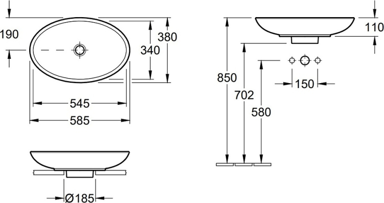 Раковина накладная Villeroy & Boch Loop&Friends 58x38 51510001 (5151 0001)