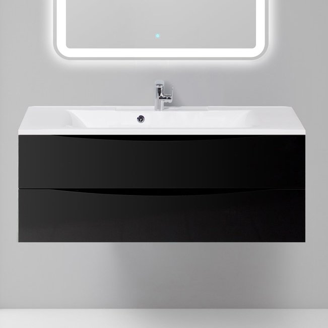 Тумба с раковиной BelBagno Marino 120 nero lucido (MARINO-1200-2C-SO-NL-P+BB1200/450-LV-MR-PR)