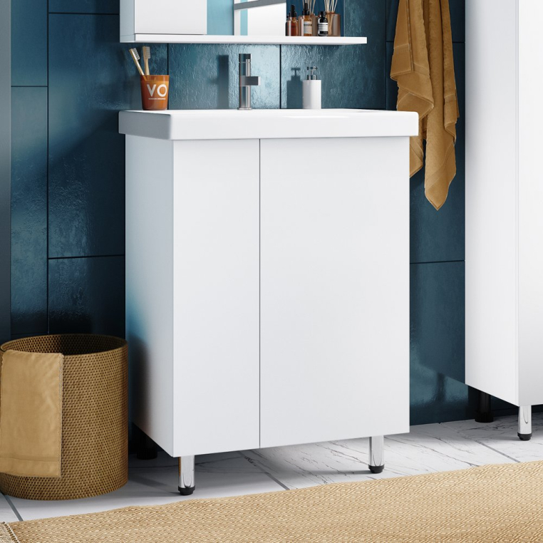 Тумба с раковиной Misty Лира 60 напольная (Пр-Лир06060-50+S-UM-MOD60/1)