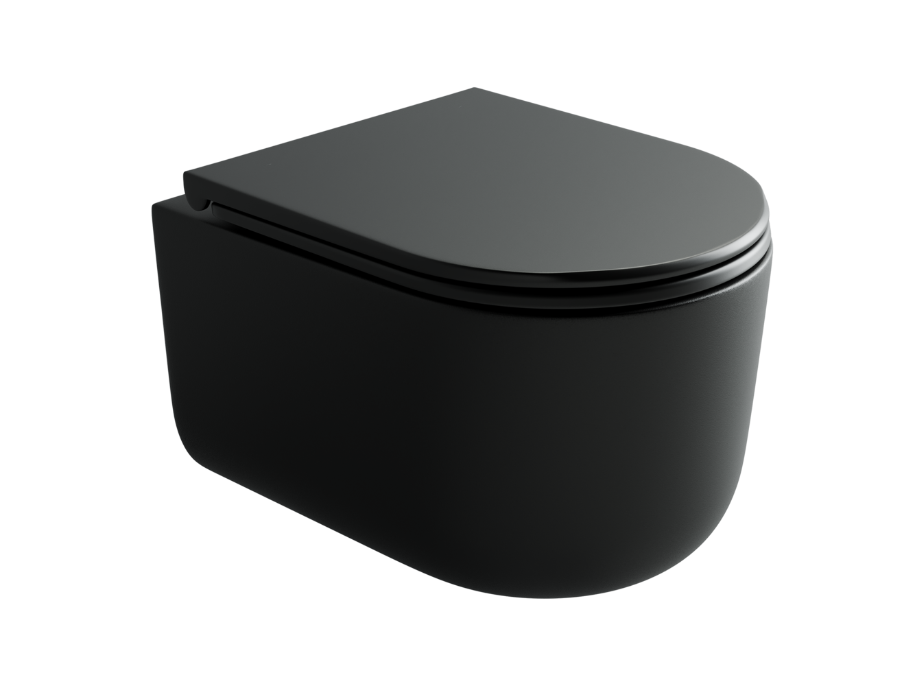 Подвесной унитаз Ulma Торнадо безободковый, с ультратонким сиденьем с микролифтом и функцией быстрого снятия, с креплением скрытого монтажа, цвет черный матовый