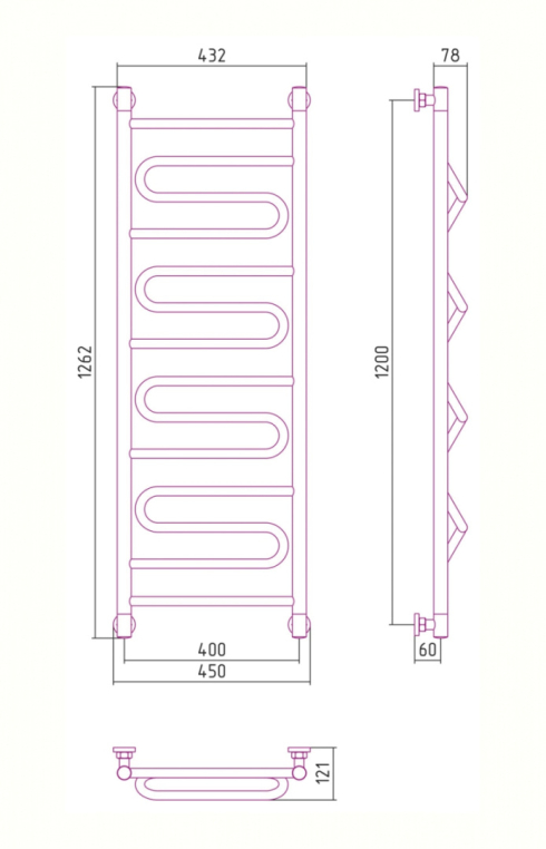 Полотенцесушитель водяной Сунержа Элегия+ 45x126 00-0205-1240 хром