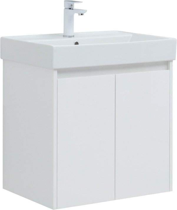 Тумба под раковину Aquanet Nova Lite 60 белый глянец с дверками (00298847)