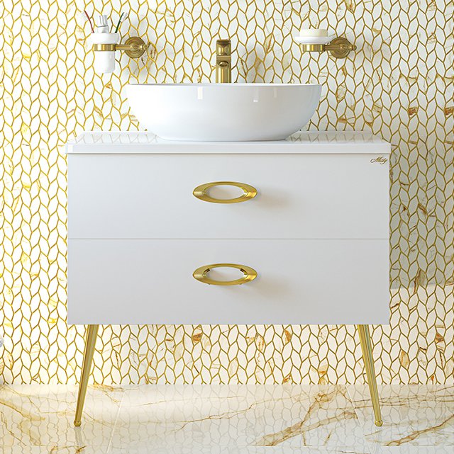 Тумба с раковиной Misty Маргарет 80 (П-Марг01080-01Пр2Я+RNGSLWB01+5224000)