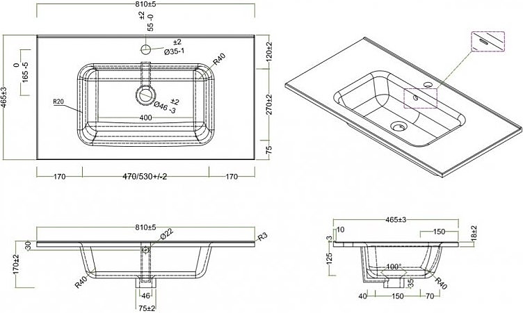Раковина BelBagno Leticia 80x50 BB800ETL