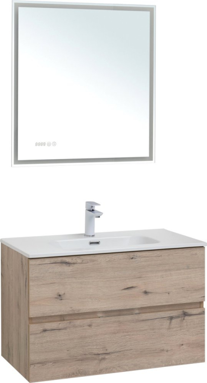 Комплект мебели Aquanet Алвита new 80 подвесная, дуб веллингтон белый, с ящиками (00277517+812-80+00277537)