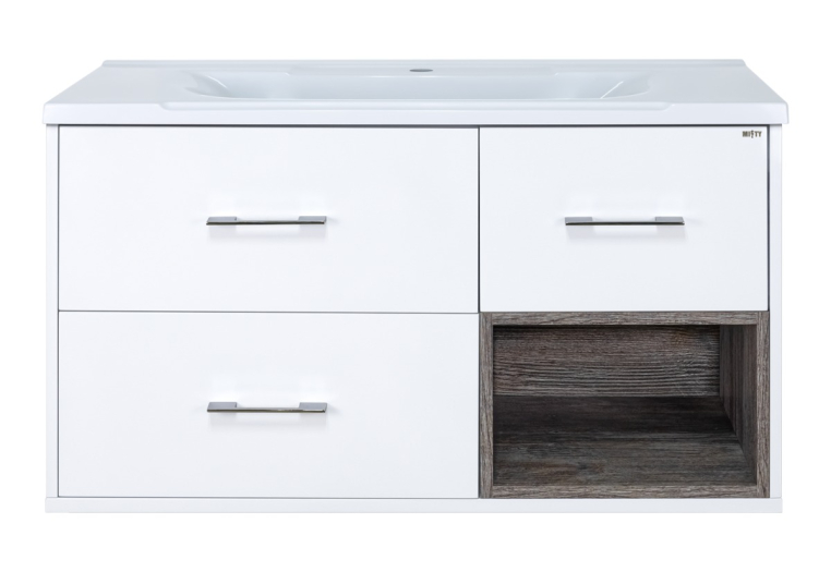 Тумба под раковину Misty Фетта-100 П-Фет0100-011-3Я с тремя ящиками и нишей
