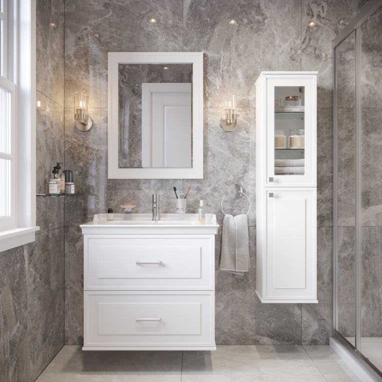 Мебель для ванной Stworki Хадстен 80 белая, в классическом стиле, подвесная (комплект, гарнитур)