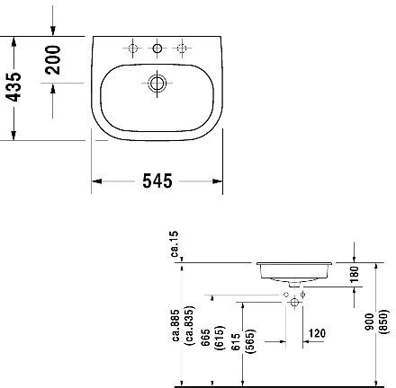 Раковина встраиваемая Duravit D-Code 54x43 0337540000