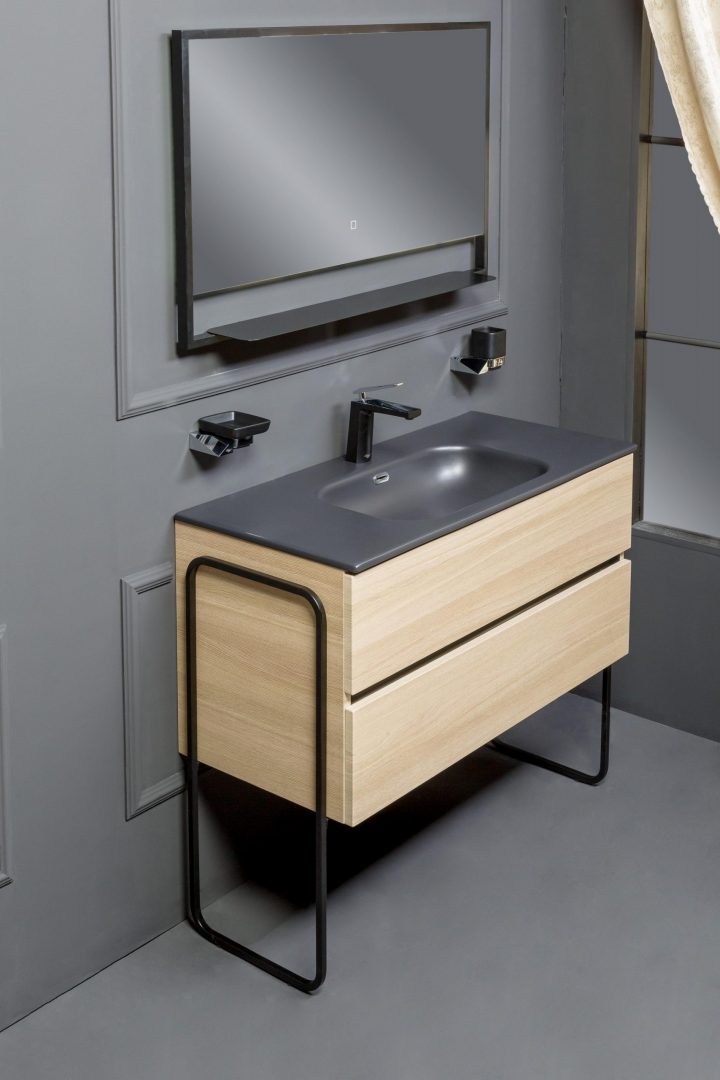 Тумба без раковины Vallessi 80*46cm LIGHT OAK мат. 2 полки