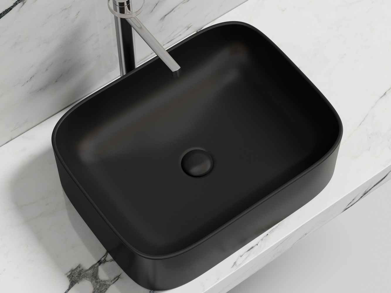 Умывальник чаша накладная прямоугольная (цвет Черный Матовый) Element 505x380x150мм