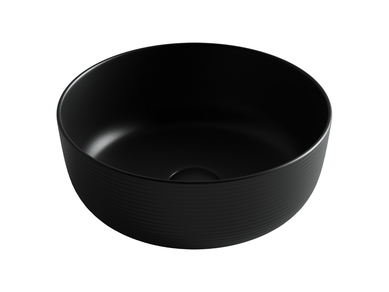 Раковина накладная круглая 356x356x135, без перелива, цвет черный матовый