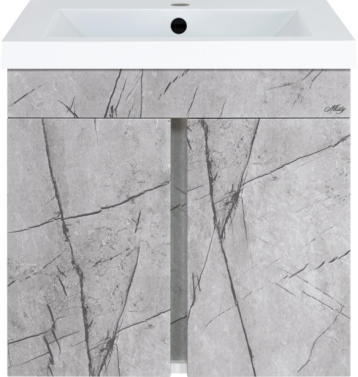Тумба с раковиной Misty Торос 60, серый мрамор (П-Тор0060-011+4627173210300)