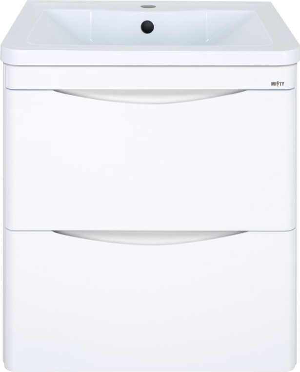 Тумба с раковиной Misty Атлантик 60 подвесная, белая (П-Атл-01060-011П2Я+4623723685659)