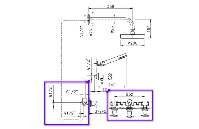 Nicolazzi R2233DX Встраиваемая часть для смесителя для душа со стены