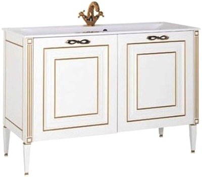 Тумба с раковиной Aquanet Паола 120 белая, золото (186114+00164747)