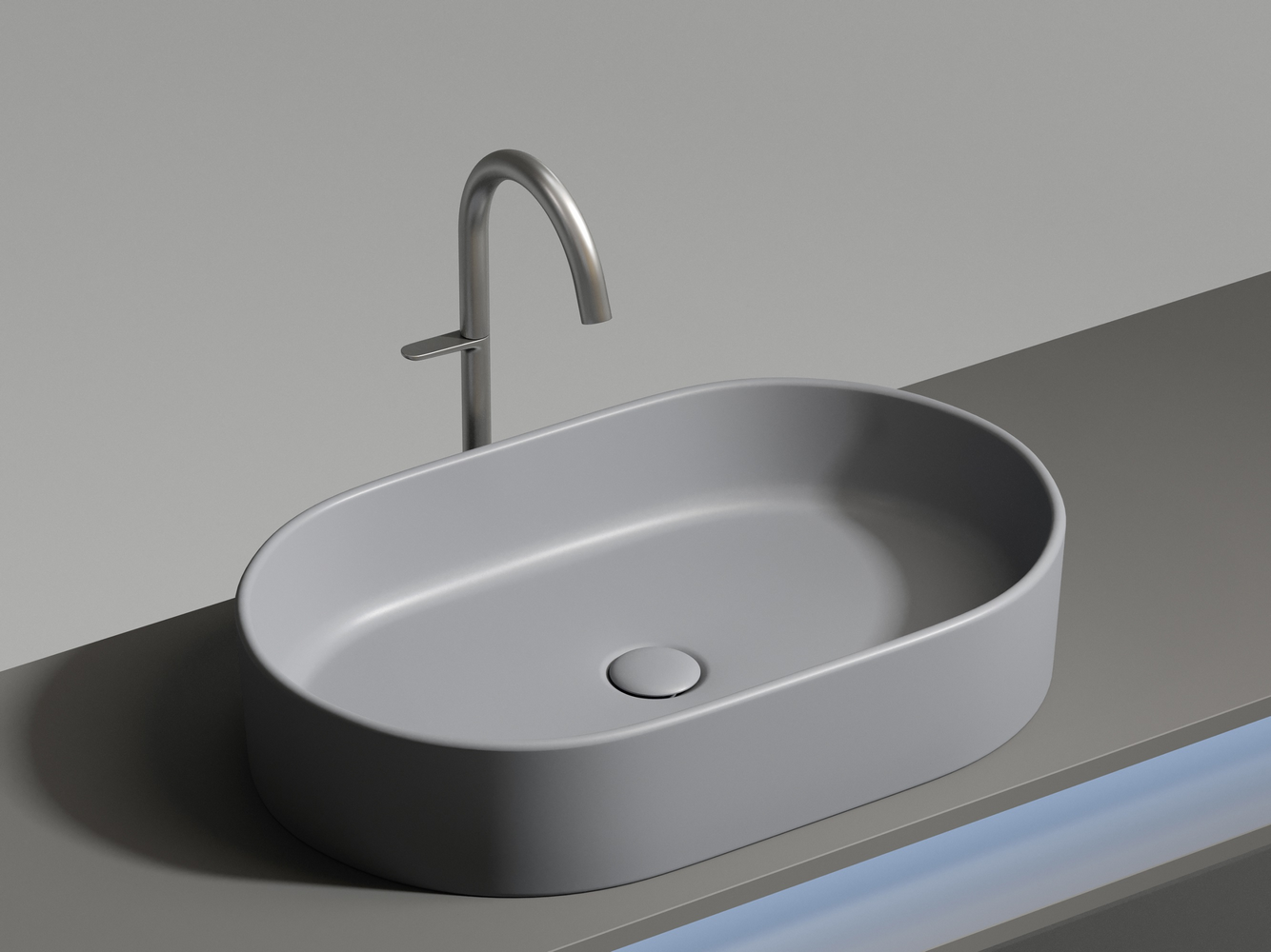 Умывальник чаша накладная овальная (цвет Антрацит Матовый) Element 608x385x122мм