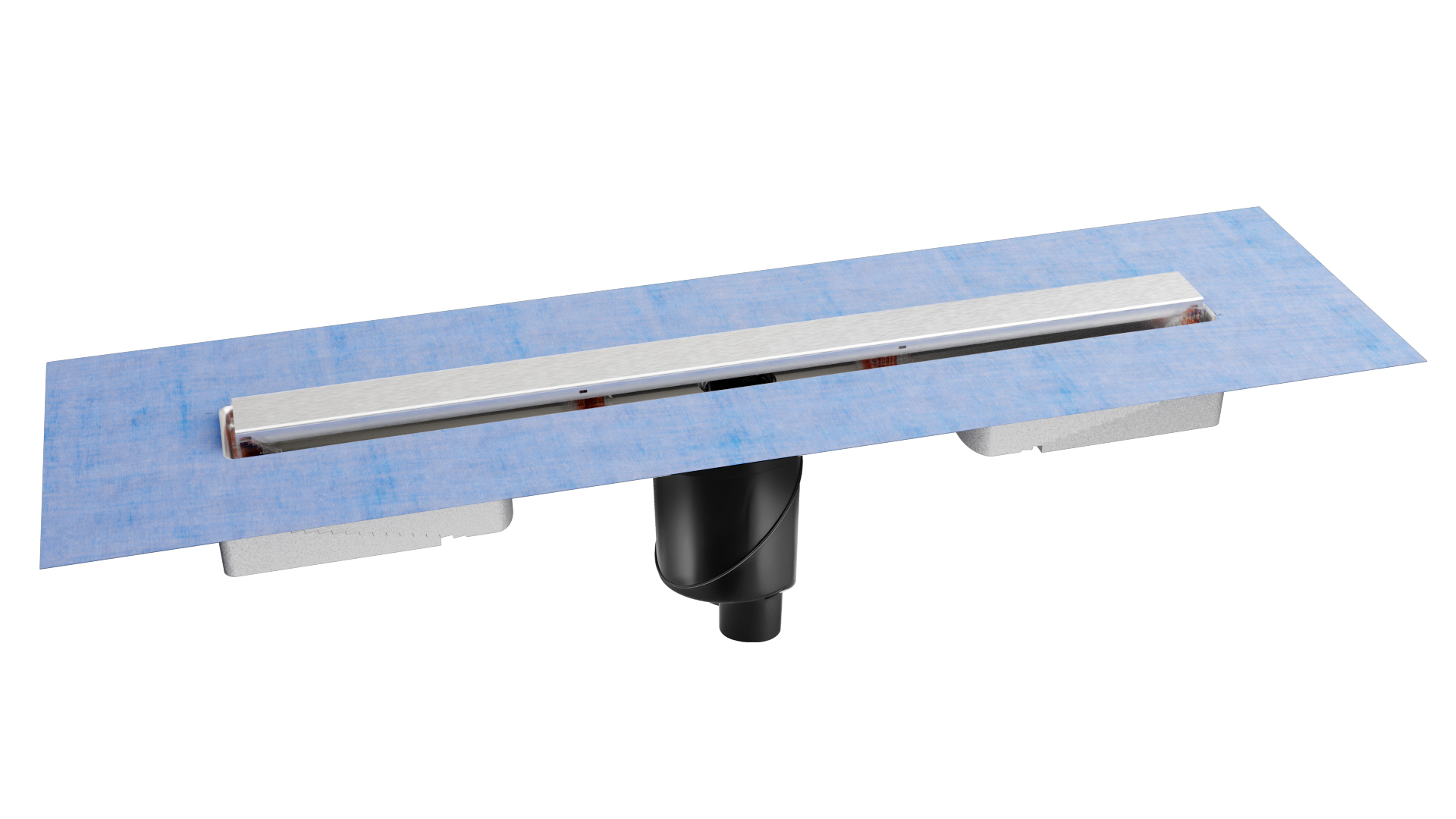 Желоб BERGES водосток C1 Norma 800, матовый хром, S-сифон D50/105мм H50 вертикальный